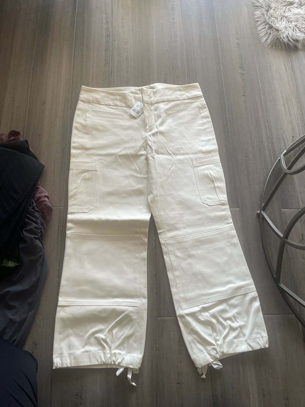 Banana Republic White Wide-Leg Tie-Hem Cargo Pants Size 6